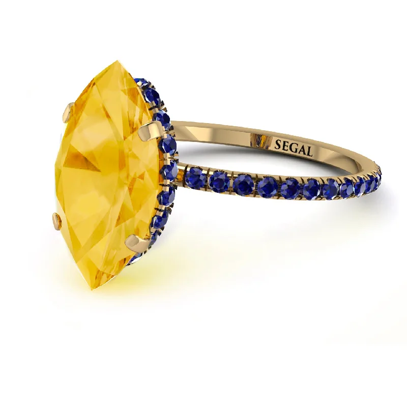 Adjustable Wedding Rings-Hidden Halo Marquise Citrine Engagement Ring - Journey No. 613