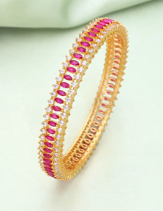 Classic Silver Bangles-Designer Zirconia Ruby Bangle