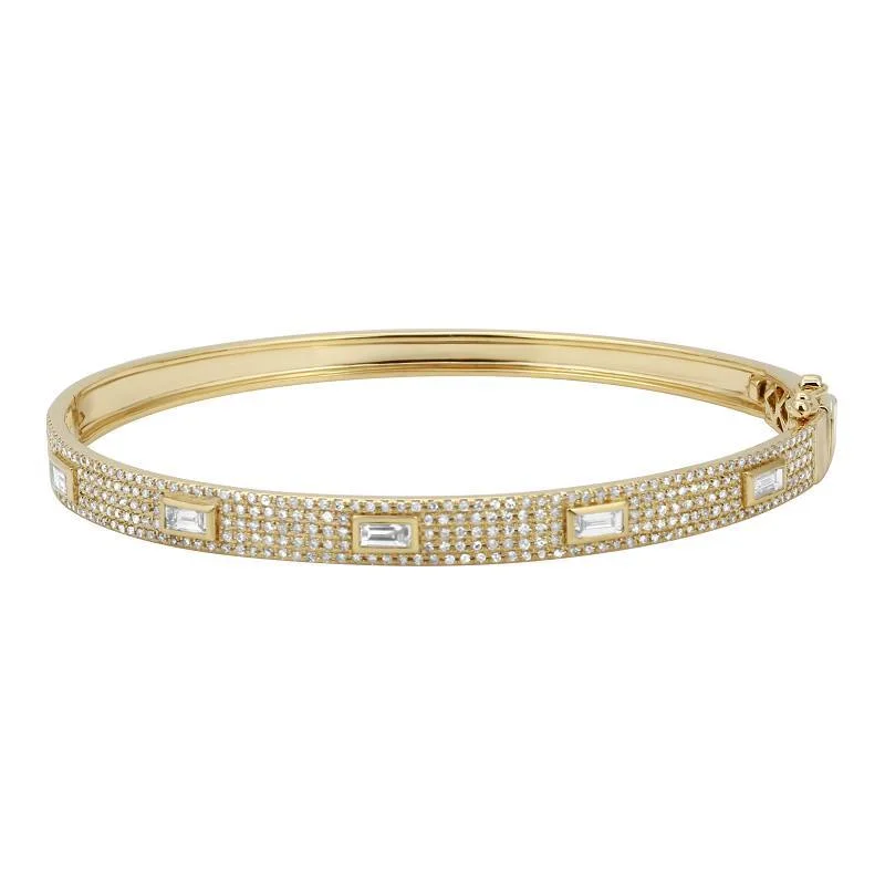 Ethnic Style Bangles-Diamond Bangle With Baguettes