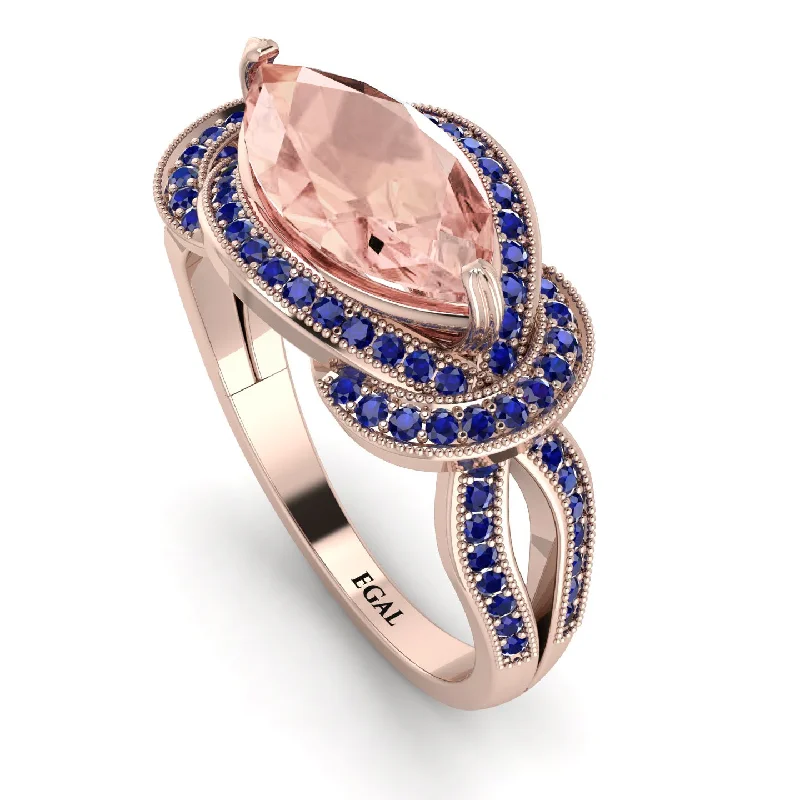 Vintage Wedding Bands for Women-Milgrain Marquise Morganite Engagement Ring - Marley No. 914