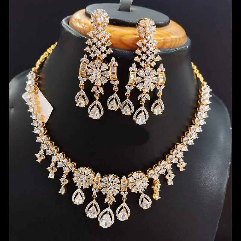 Unique Choker Necklaces-Jain Jewellers Gold Plated AD Necklace Set