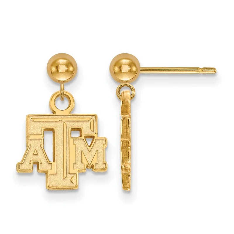 Fashionable Silver Earrings-14k Yellow Gold Texas A&M University Ball Dangle Earrings