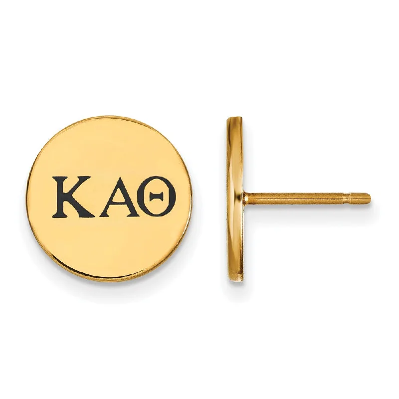 Stylish Drop Earrings-14K Plated Silver Kappa Alpha Theta Enamel Greek Letters Post Earrings