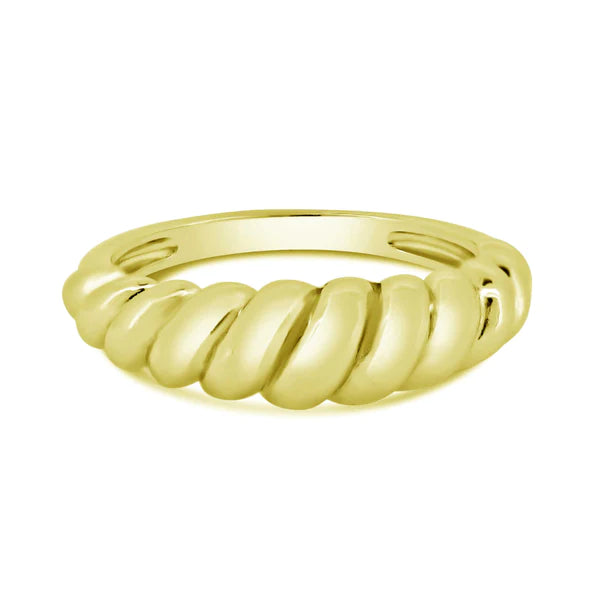 Trendy Silver Rings-Silver 925 Gold Plated Croissant Design Ring