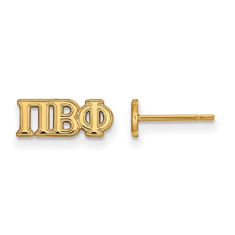 Silver Diamond Earrings-14K Plated Silver Pi Beta Phi XS Greek Letters Post Earrings