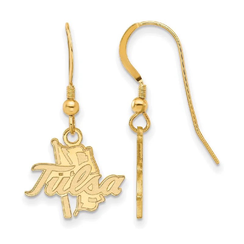 Cute Hoop Earrings-14k Gold Plated Silver The University of Tulsa Dangle Earrings