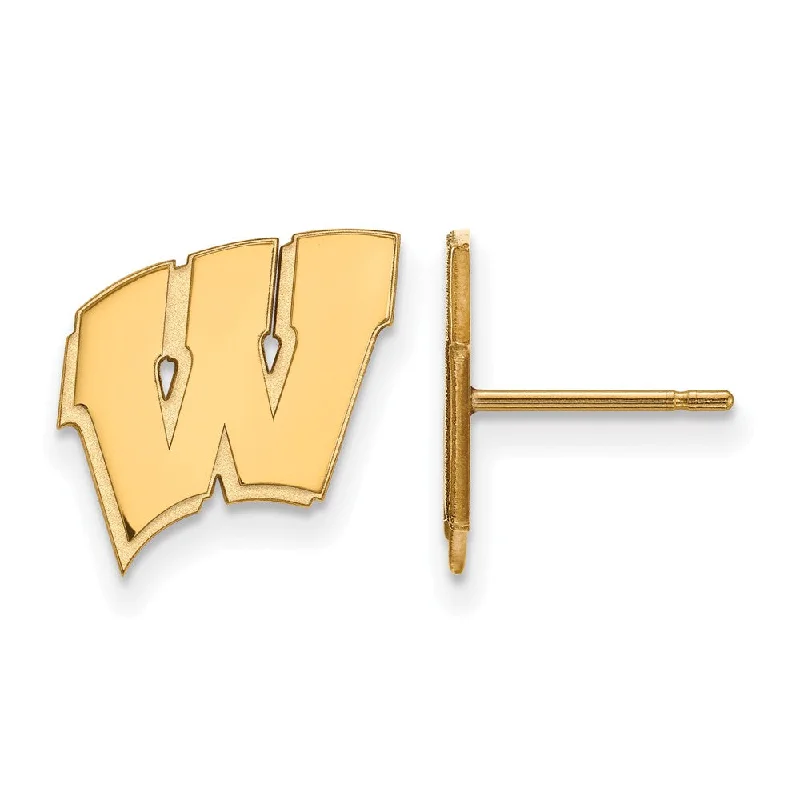 Unique Gold Earrings-14k Gold Plated Silver University of Wisconsin SM Post Earrings