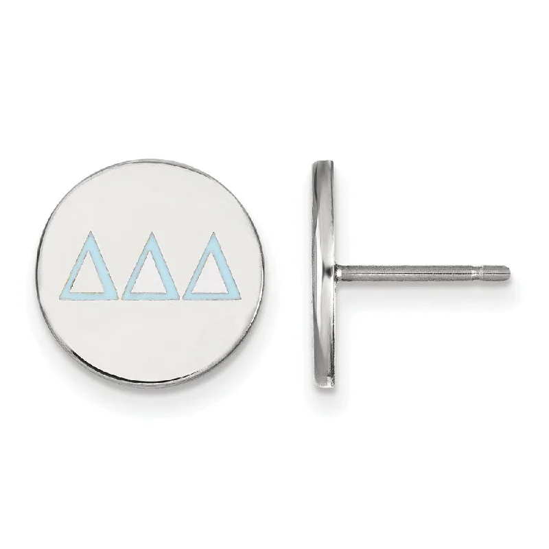 Customizable Earrings-Sterling Silver Delta Delta Delta Enamel Greek Letters Post Earrings