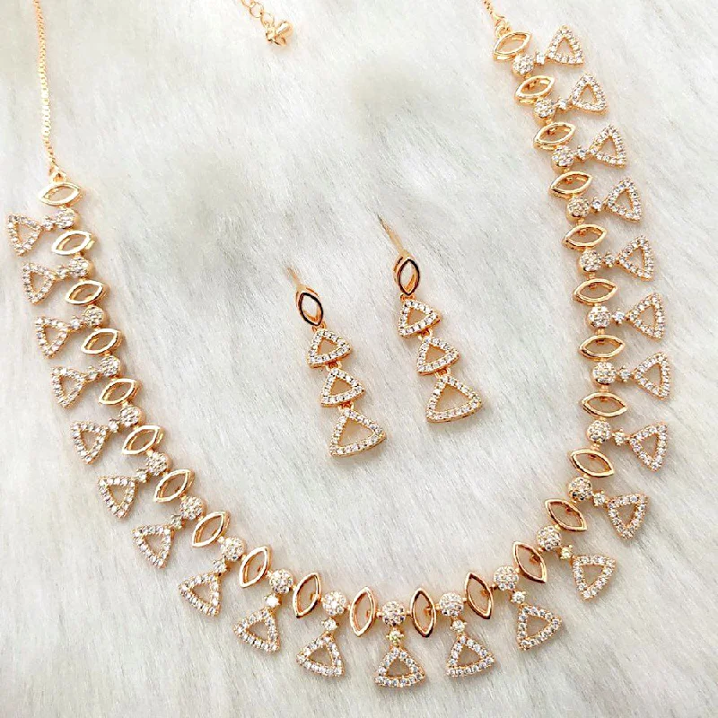 Custom Choker Necklaces-Aamrapali Rose Gold Plated AD Necklace Set