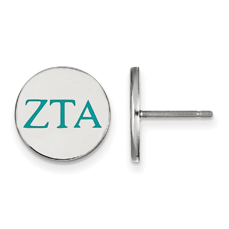 Long Statement Earrings-Sterling Silver & Enamel Zeta Tau Alpha Post Earrings