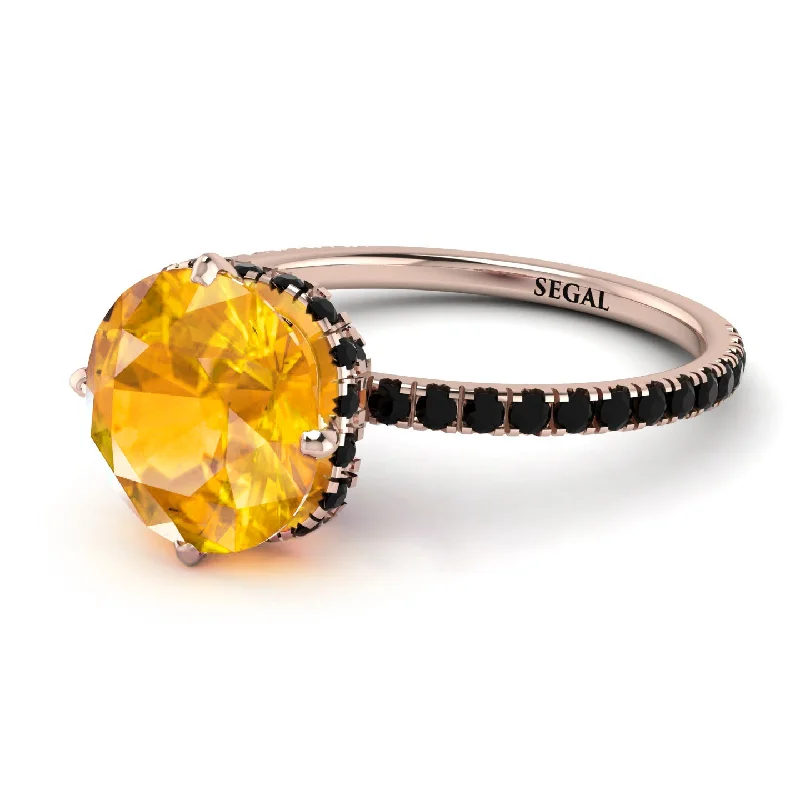 Unique Wedding Rings-Double Hidden Halo Yellow Diamond Engagement Ring - Angelina No. 1008