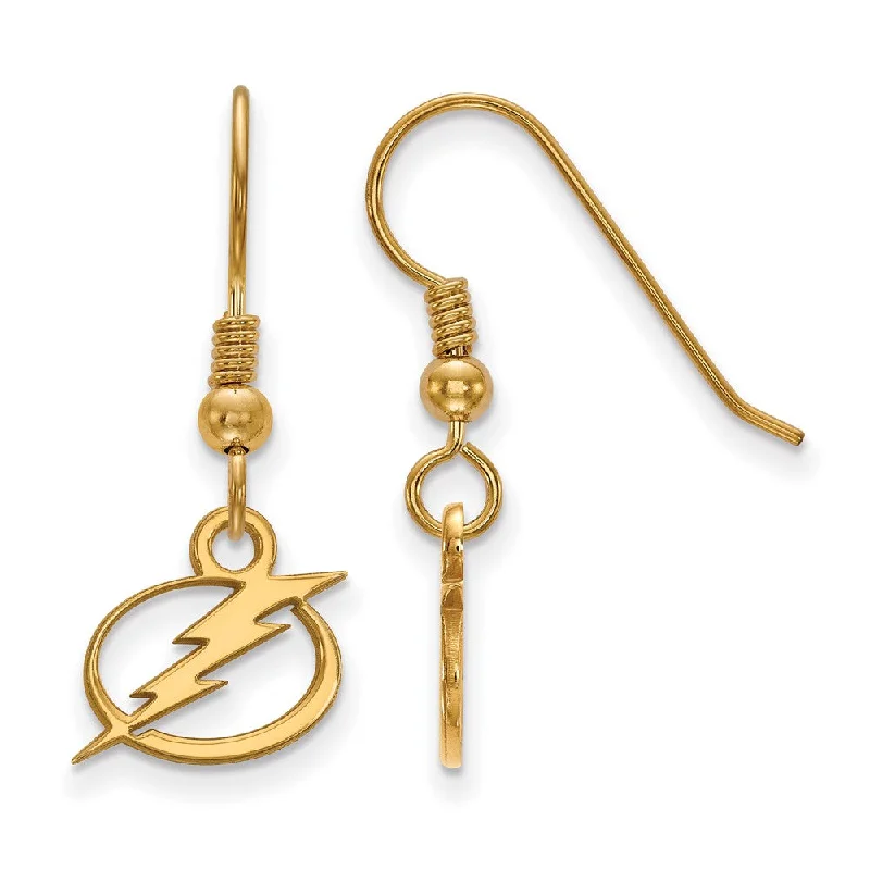 Simple Earrings for Everyday-SS 14k Yellow Gold Plated NHL Tampa Bay Lightning XS Dangle Earrings