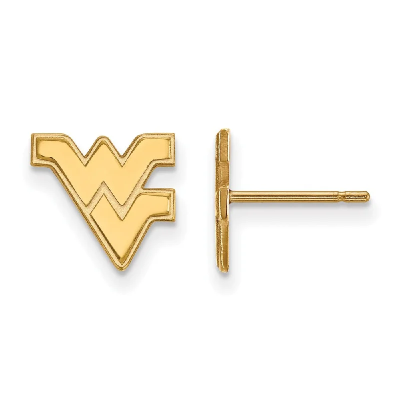 Dainty Gold Earrings-10k Yellow Gold West Virginia University XS (Tiny) Post Earrings