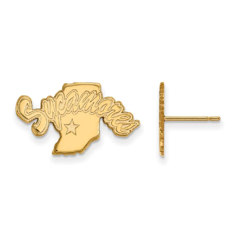 Fashion Earrings for Teens-14k Gold Plated Silver Indiana State University Post Earrings