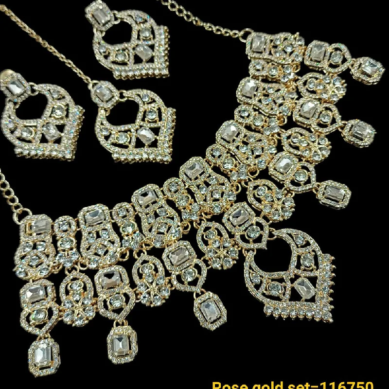 Artistic Silver Necklaces-Padmawati Bangles Gold Plated AD Choker Necklace Set