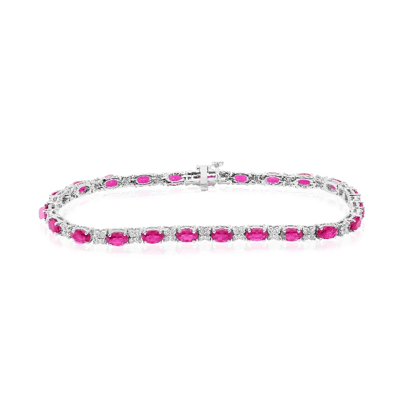 Stunning Diamond Charm Bracelets-White Gold Ruby and Diamond Bracelet