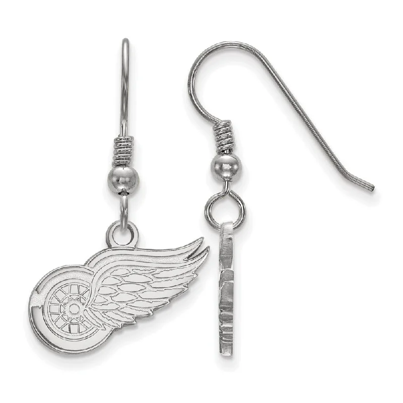 Luxury Pearl Earrings-Sterling Silver NHL Detroit Red Wings Small Dangle Earrings