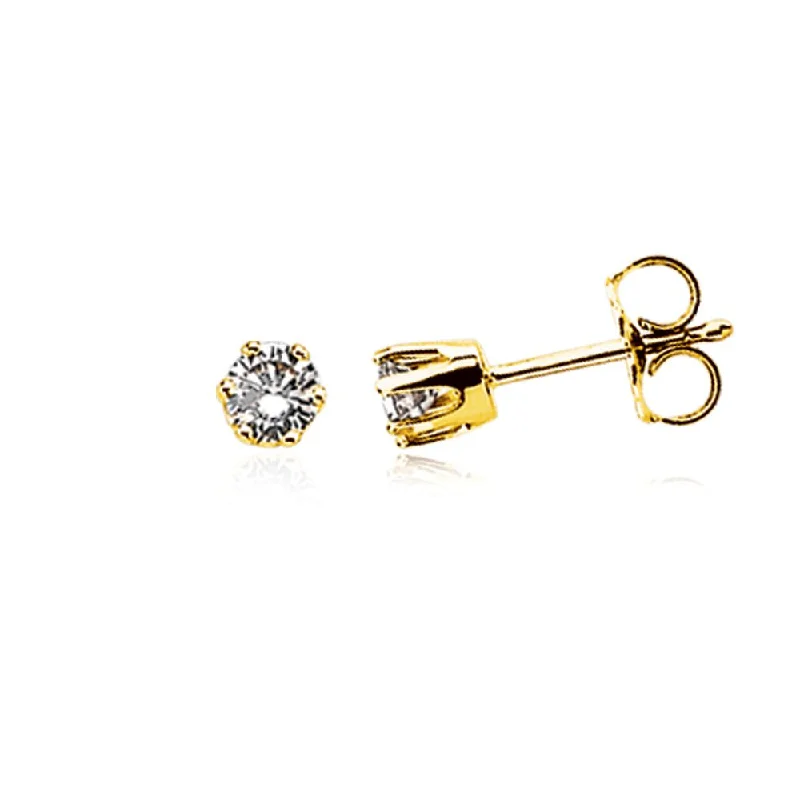 Classic Gemstone Earrings-1/3 Carat Diamond Stud Earrings - 14k Yellow Gold