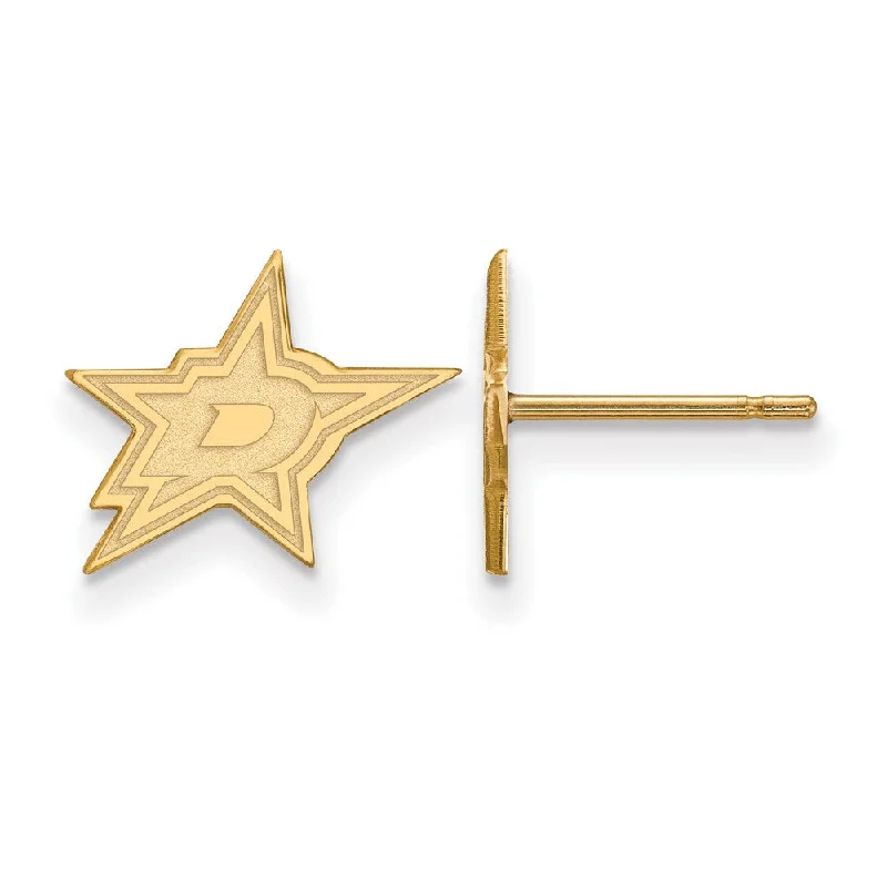 Elegant Crystal Earrings-SS 14k Yellow Gold Plated NHL Dallas Stars XS Post Earrings