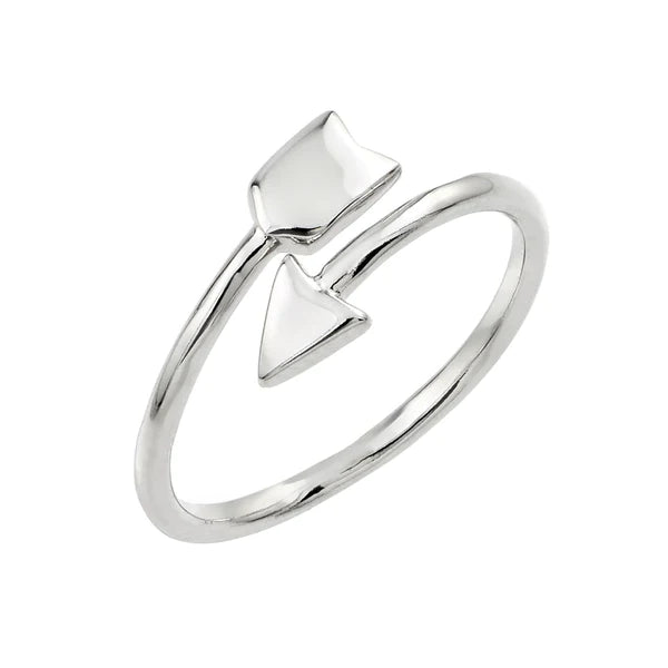 Designer Engagement Rings-Sterling Silver 925 Rhodium Plated Arrow Ring