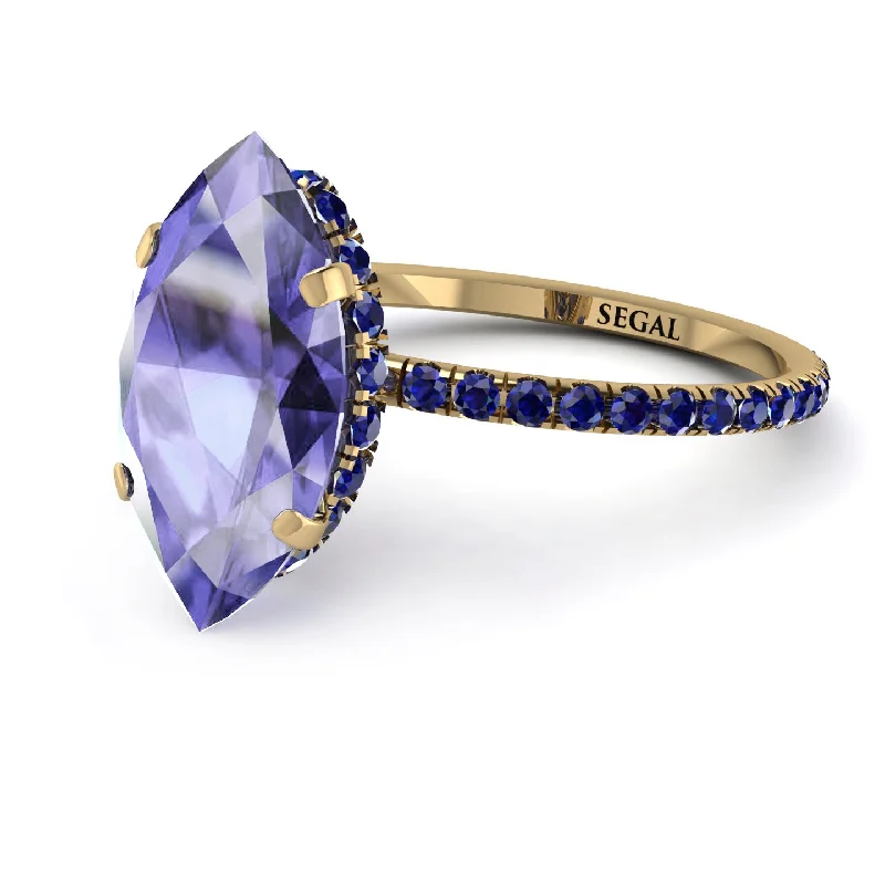 Bold Silver Rings-Hidden Halo Marquise Tanzanite Engagement Ring - Journey No. 213