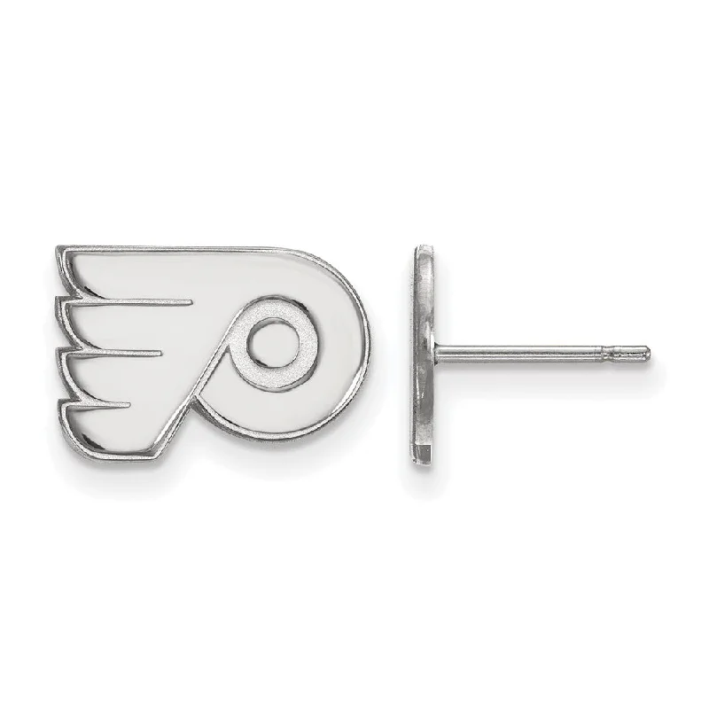 Fashionable Statement Earrings-10k White Gold NHL Philadelphia Flyers XS Post Earrings