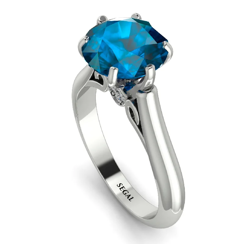 Fine Gold Rings-3ct Blue Topaz Engagement Ring - June No. 503