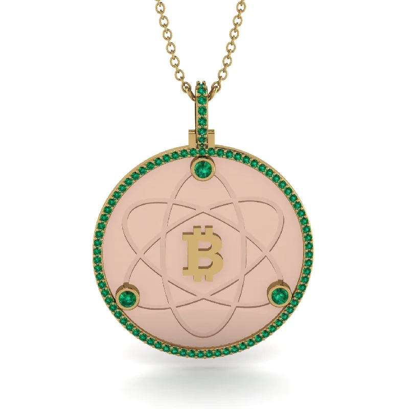 Handcrafted Gemstone Necklaces-Bitcoin Emerald Atom Necklace - Kingston No. 13