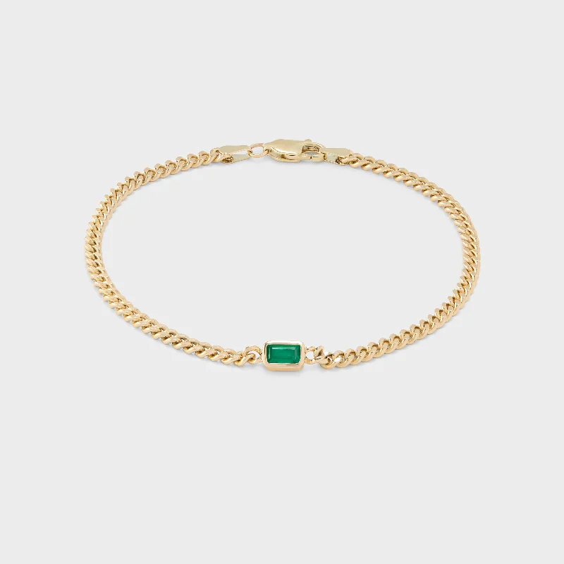 Simple Gemstone Bracelets-Gemstone Emerald Cut Chelsea Chain Bracelet