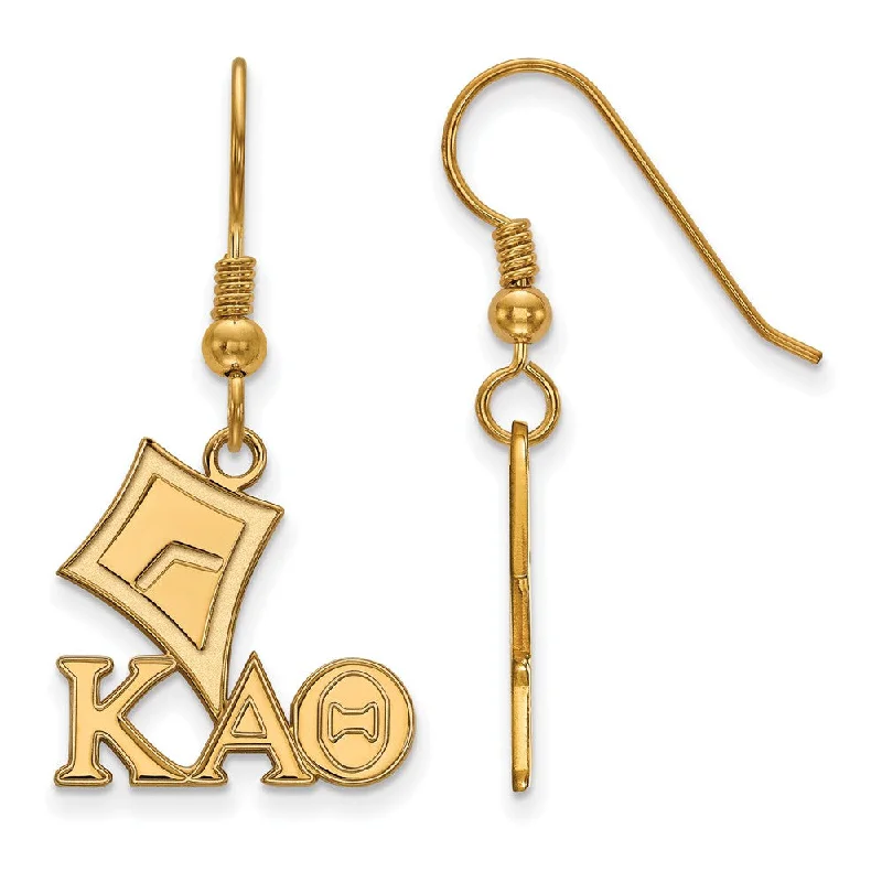 Gold Leaf Earrings-14K Plated Silver Kappa Alpha Theta Small Dangle Earrings