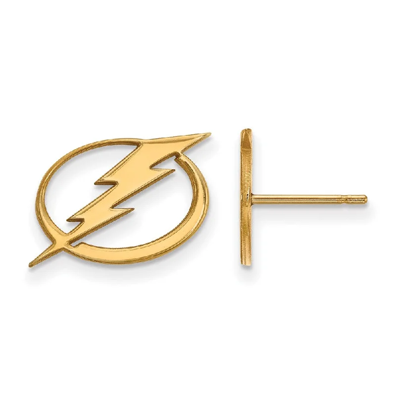 Cute Stud Earrings-14k Yellow Gold NHL Tampa Bay Lightning Small Post Earrings