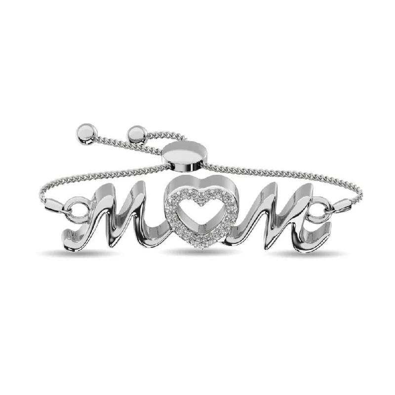 Luxury Beaded Bracelets-Diamond Mom Bracelet 1/10 ct tw in Sterling Silver