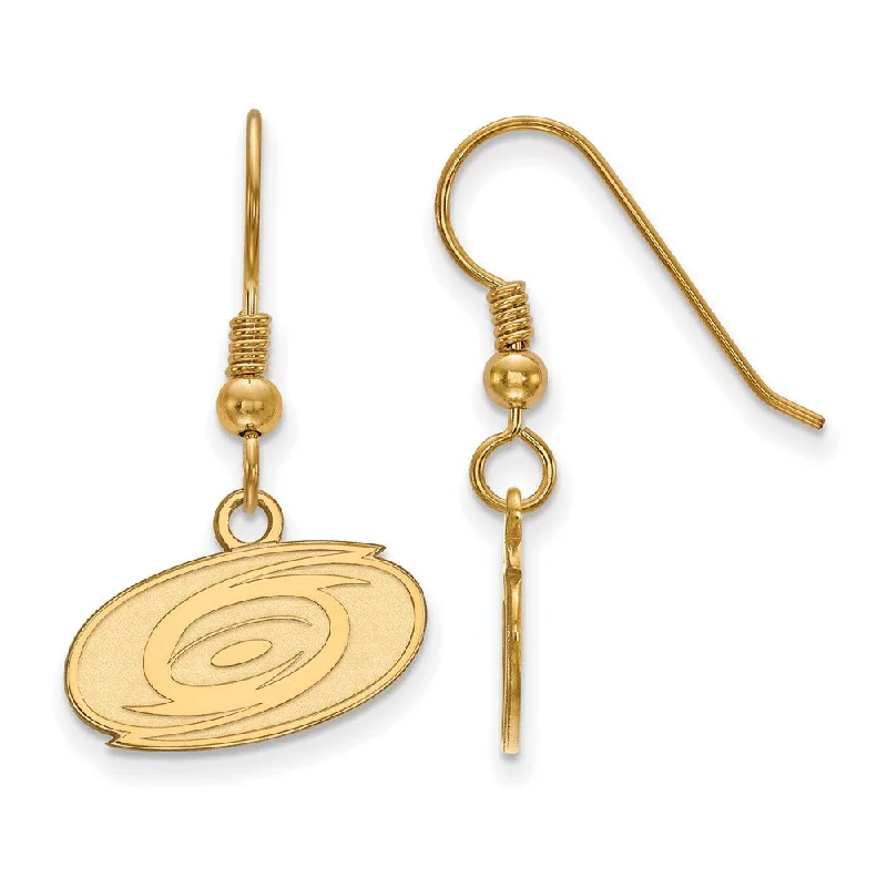 Simple Stud Earrings-SS 14k Yellow Gold Plated NHL Carolina Hurricanes XS Dangle Earrings