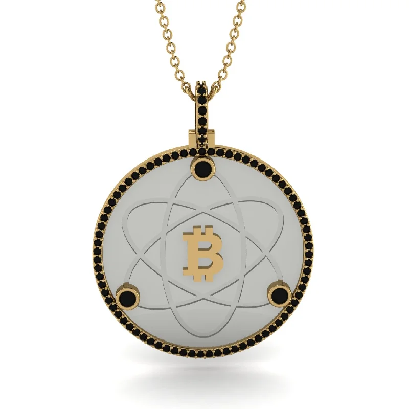 Sparkling Diamond Pendant Necklaces-Bitcoin Black Diamond Atom Necklace - Kingston No. 25