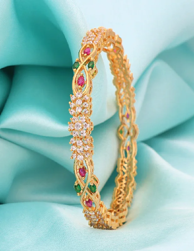 Chunky Gold Bangles-Designer Zircon Kada Bangles ZBGL11060