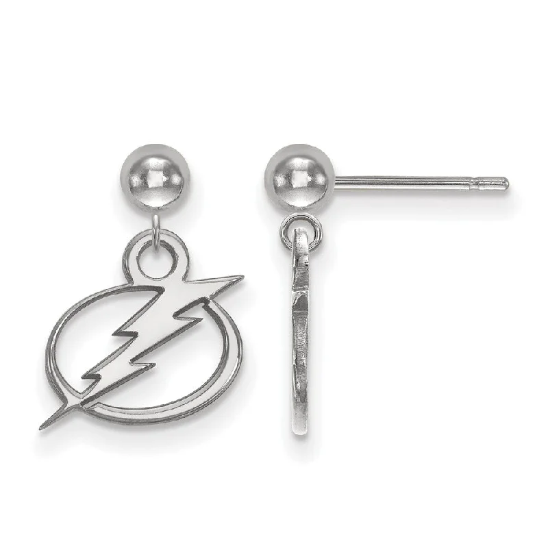 Sparkling Drop Earrings-Sterling Silver NHL Tampa Bay Lightning Ball Dangle Earrings