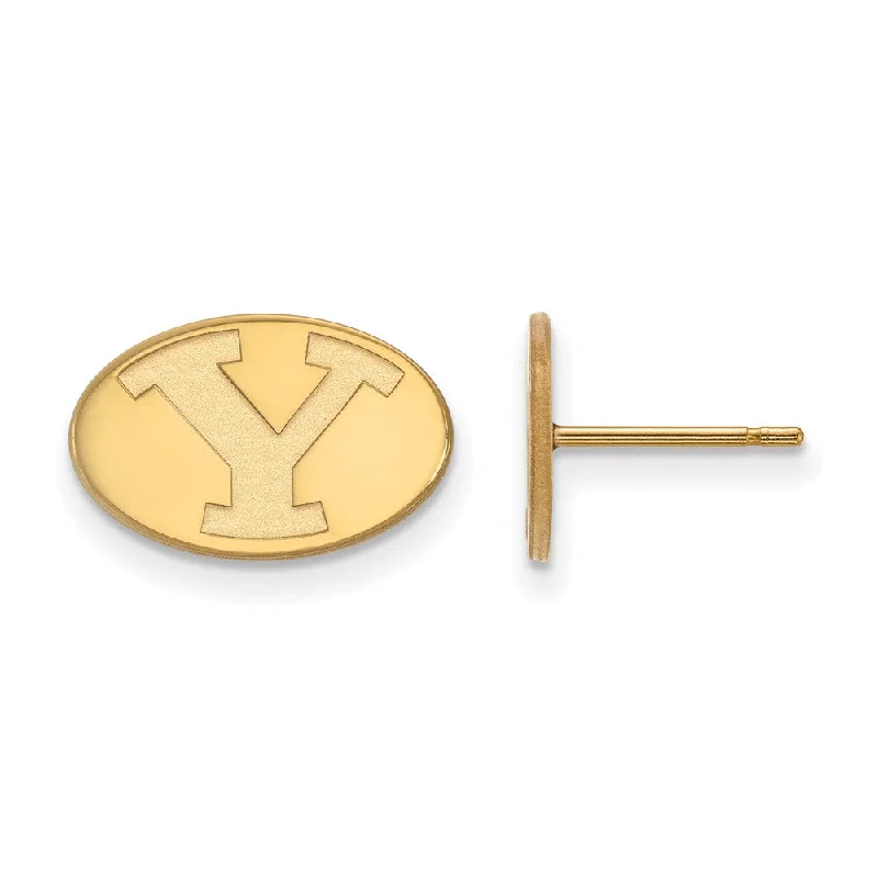 Stylish Stud Earrings-14k Gold Plated Silver Brigham Young University XS Tiny Post Earrings