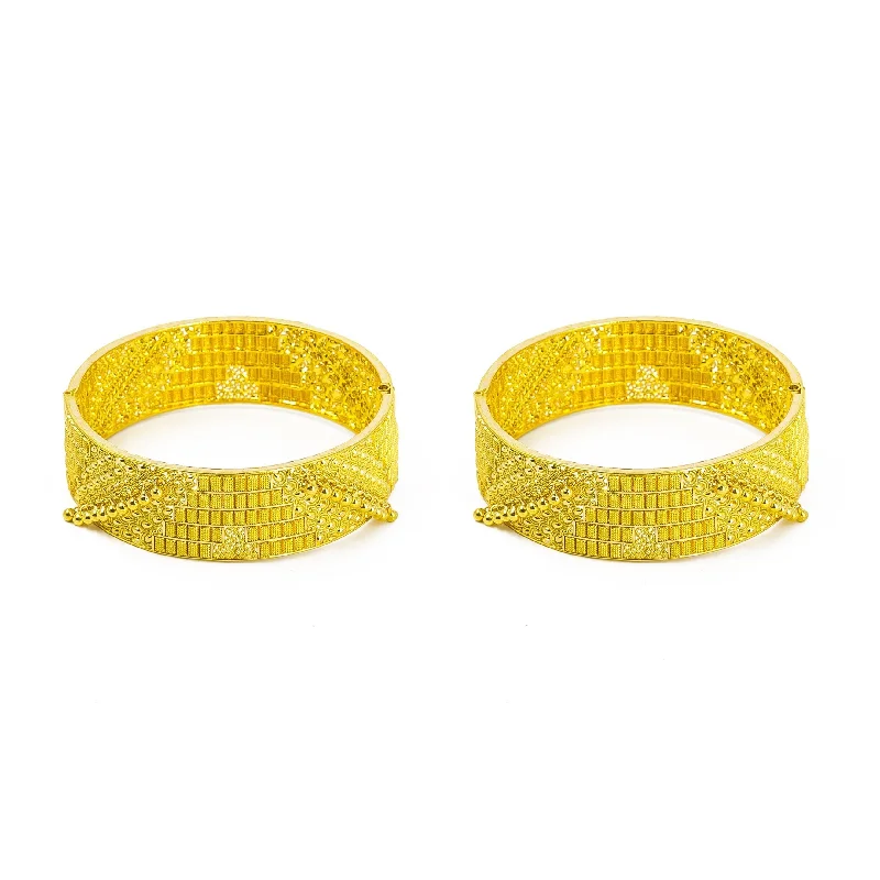 Stunning Wedding Bangles-22K Yellow Gold 2 Piece Bangles W/ Screw