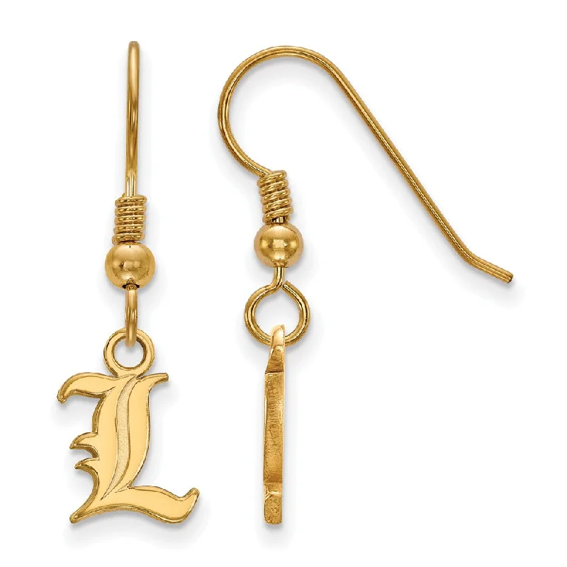 Trendy Wedding Earrings-14k Gold Plated Silver Univ. of Louisville XS (Tiny) Dangle Earring