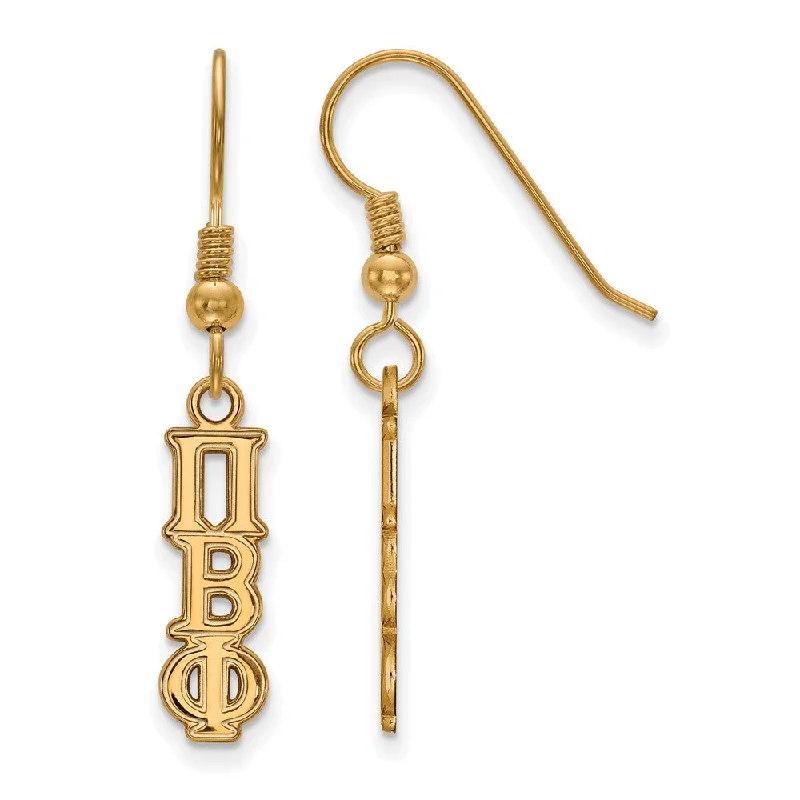 Vintage Style Earrings-14K Plated Silver Pi Beta Phi XS Dangle Earrings