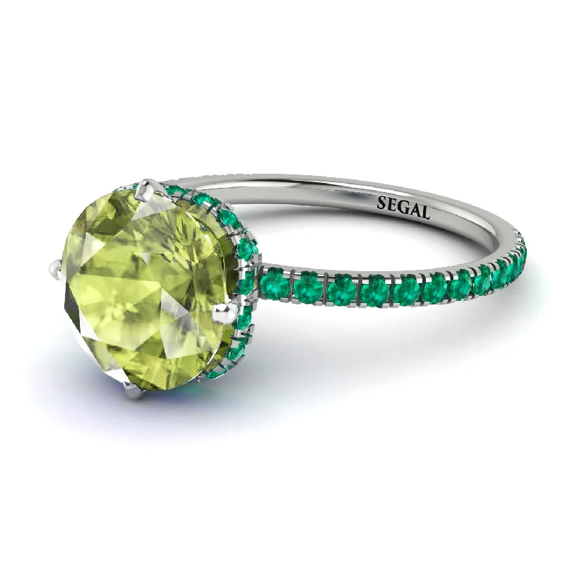 Sparkly Engagement Rings-Double Hidden Halo Peridot Engagement Ring - Angelina No. 706