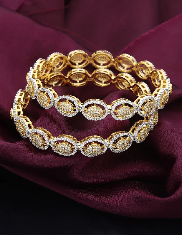 Classic Gold Bangles-Designer Zircon GJ Plated Bangles ZBGL10953