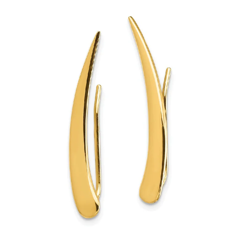 Custom Gold Earrings-4 x 28mm (1 1/8 Inch) 14k Yellow Gold Polished Pointed Ear Climbers