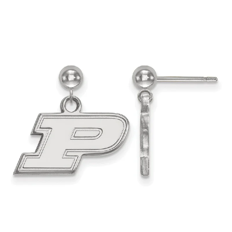 Trendy Drop Earrings-Sterling Silver Purdue Initial P Ball Dangle Earrings