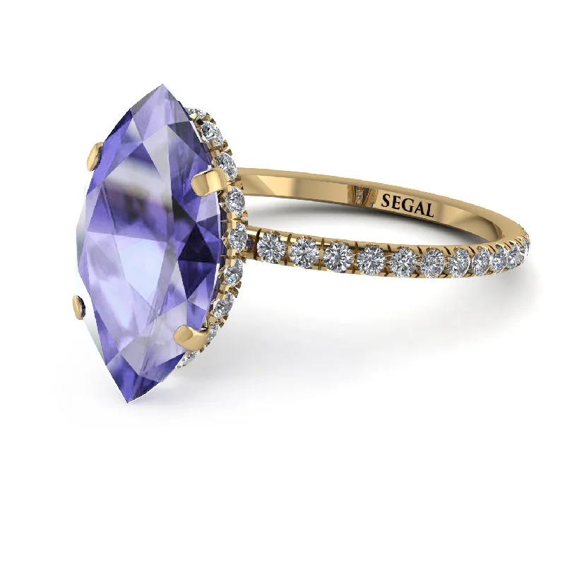 High-Quality Silver Rings-Hidden Halo Marquise Tanzanite Engagement Ring - Journey No. 201