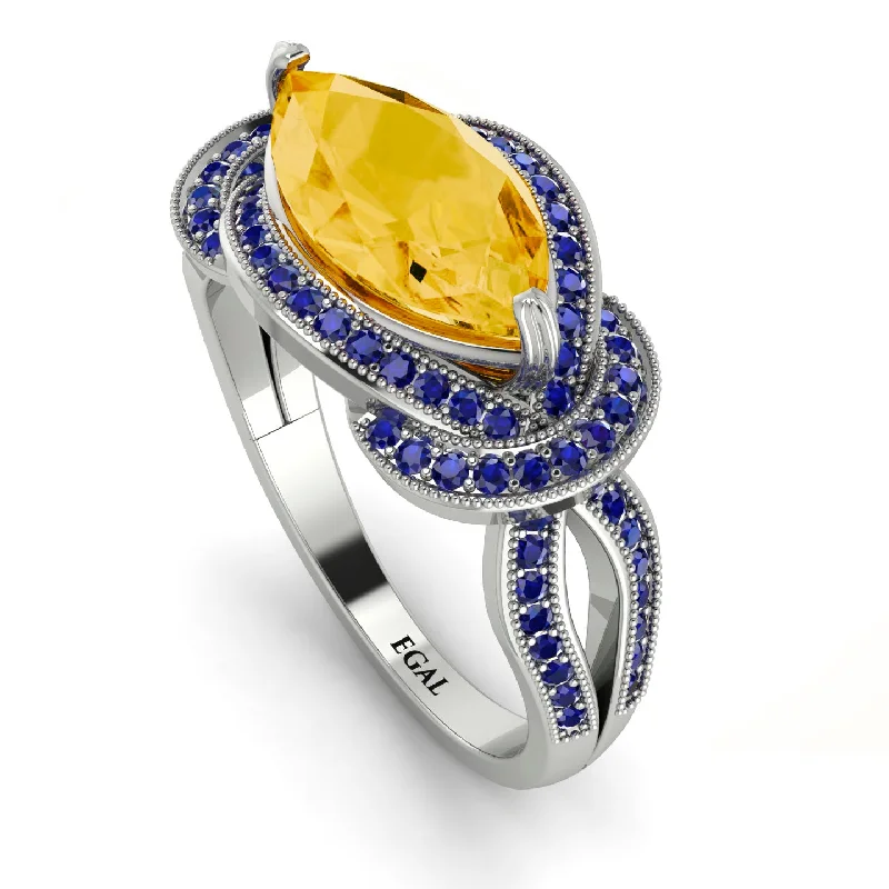 Customizable Wedding Rings-Milgrain Marquise Citrine Engagement Ring - Marley No. 615