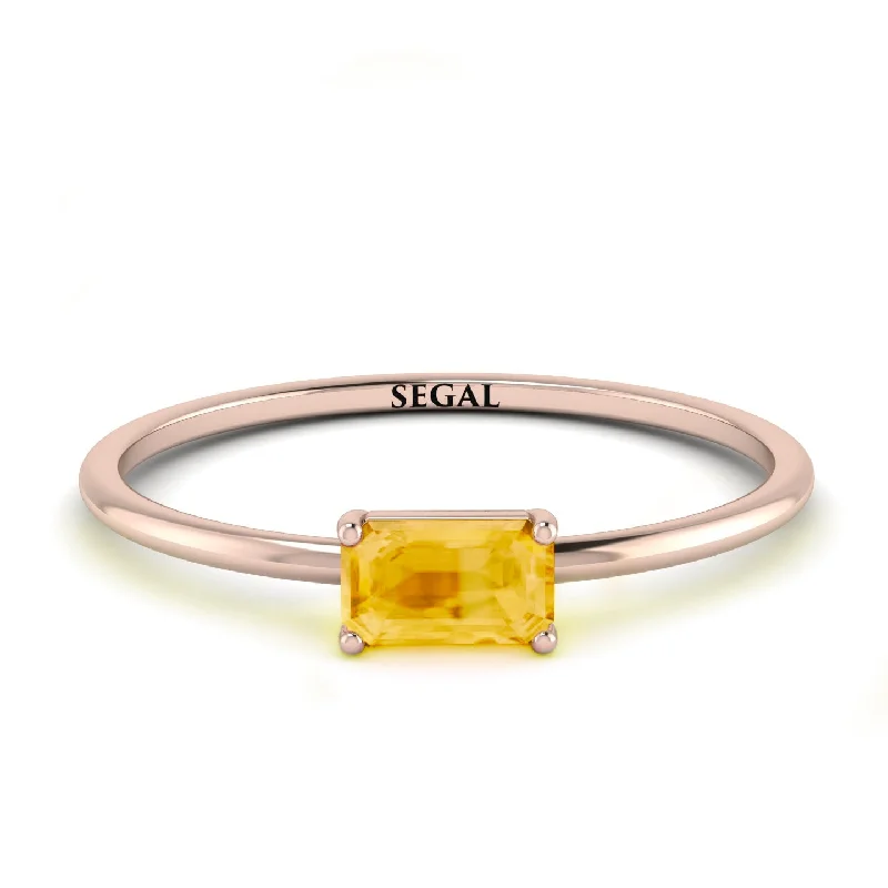 Men’s Wedding Bands-Minimalist Emerald Cut Citrine Ring - Isla No. 602