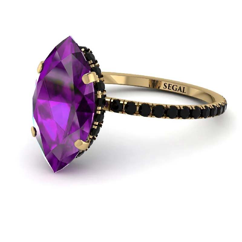 Colored Gemstone Rings-Hidden Halo Marquise Amethyst Engagement Ring - Journey No. 307