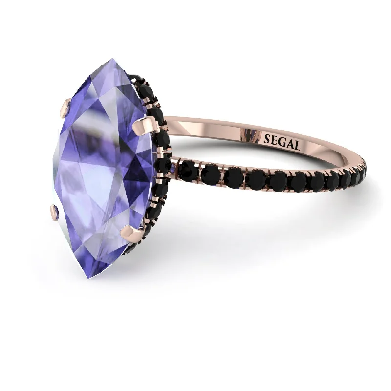 Customizable Wedding Bands-Hidden Halo Marquise Tanzanite Engagement Ring - Journey No. 208