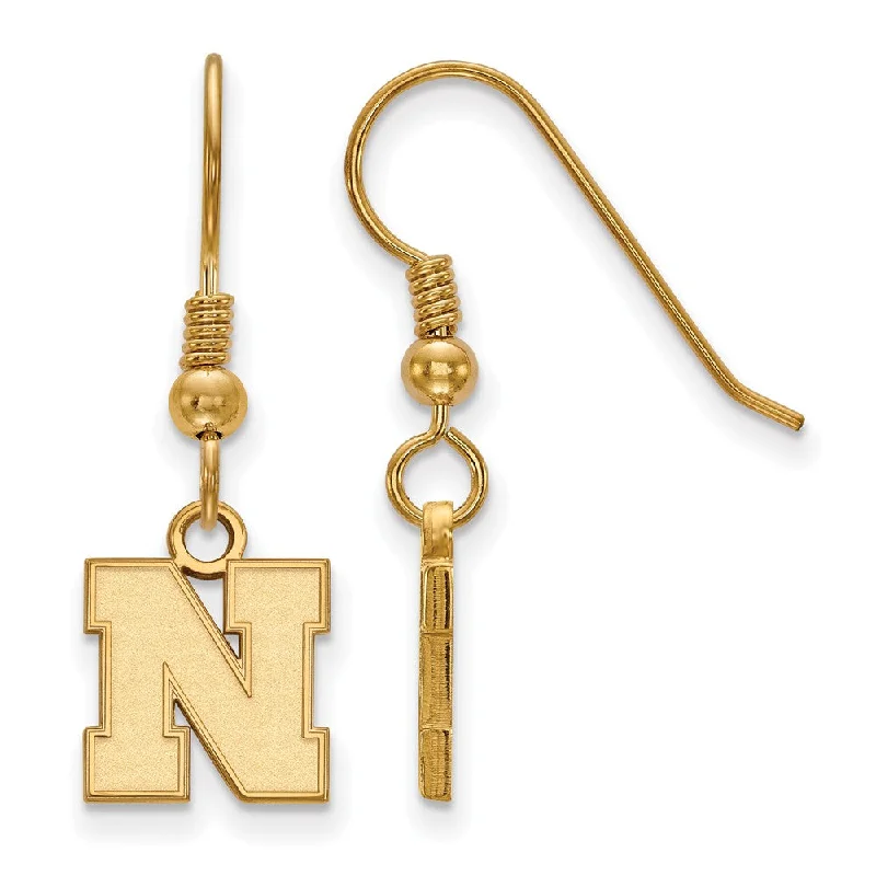 Sparkly Silver Earrings-14k Gold Plated Silver University of Nebraska XS Tiny Earrings Dangle